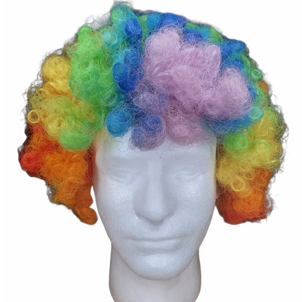 Clown Wig Multi-Color Rainbow Afro Synthetic Hair Costume One Size
